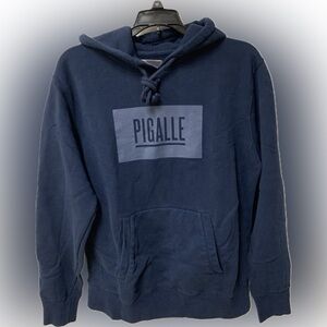 Rare Mens Pigalle Paris Box Logo Hoodie Navy Pre-Owned